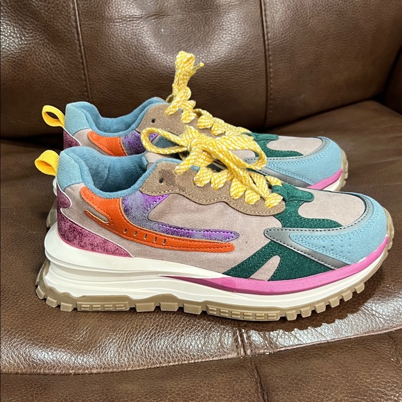 Blowfish Shoes - Blowfish Malibu Leo Multicolor Sneakers with Yellow Accent